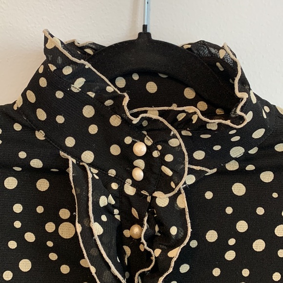 Vintage polka dot blouse with frills - Picture 4 of 4